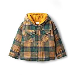 Babyhug Knit Full Sleeves Checks Hooded Winter Jacket - Multicolor
