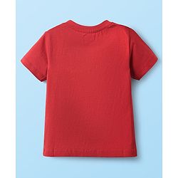 Babyhug 100% Cotton Single Jersey Knit Half Sleeves T-Shirt & Shorts Set with Bus Print - Red & White