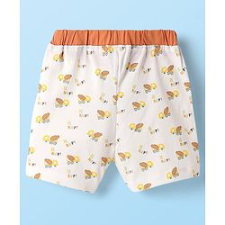 Babyhug Single Jersey Knit Half Sleeves T-Shirt & Shorts Set with Construction Print - White