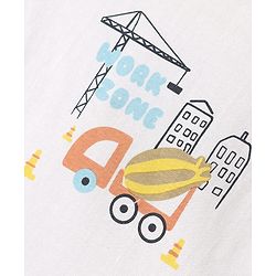 Babyhug Single Jersey Knit Half Sleeves T-Shirt & Shorts Set with Construction Print - White