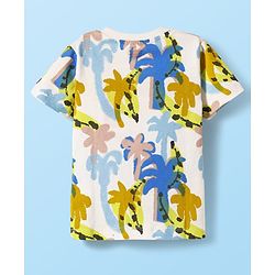 Babyhug Single Jersey Knit Half Sleeves T-Shirt & Shorts Set with Palm Tree Print - White & Green