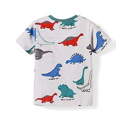 Babyhug Single Jersey Knit Half Sleeves T-Shirt & Shorts With Dino Print - Grey