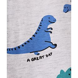 Babyhug Single Jersey Knit Half Sleeves T-Shirt & Shorts With Dino Print - Grey