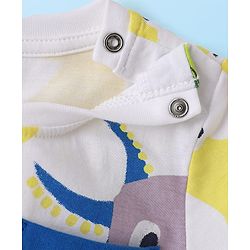 Babyhug Single Jersey Knit Half Sleeves T-Shirt & Shorts Set with Sea Life Print - White & Blue