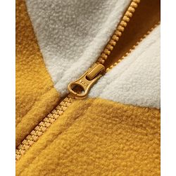 Babyhug Fur Knit Full Sleeves Front Open Hooded Jacket & Pant Winter Wear Suit Set with Cut & Sew Design - Yellow & White