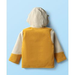 Babyhug Fur Knit Full Sleeves Front Open Hooded Jacket & Pant Winter Wear Suit Set with Cut & Sew Design - Yellow & White