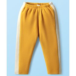 Babyhug Fur Knit Full Sleeves Front Open Hooded Jacket & Pant Winter Wear Suit Set with Cut & Sew Design - Yellow & White