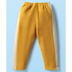 Babyhug Fur Knit Full Sleeves Front Open Hooded Jacket & Pant Winter Wear Suit Set with Cut & Sew Design - Yellow & White