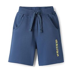 Babyhug Single Jersey Knit Half Sleeves T-Shirt & Shorts Set With Cat Print & Cut & Sew Design - Yellow & Blue