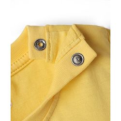 Babyhug Single Jersey Knit Half Sleeves T-Shirt & Shorts Set With Cat Print & Cut & Sew Design - Yellow & Blue