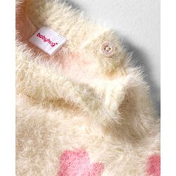 Babyhug Knit Full Sleeves Pullover Sweater with Heart Design - Pink