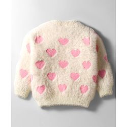 Babyhug Knit Full Sleeves Pullover Sweater with Heart Design - Pink