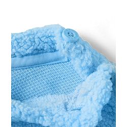 Babyhug Sherpa Fur Knit Full Sleeves Winter Wear Co-ord Set With Applique - Light Blue