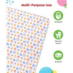 Babyhug Disney 100% Cotton Muslin Multipurpose Swaddle Wrap Winnie The Pooh Print| Breathable Hypoallergenic Fabric| Nursing Cover Stroller Cover Burp Cloth Pack of 3 - Multicolor