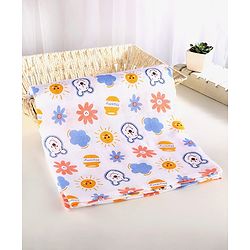 Babyhug Disney 100% Cotton Muslin Multipurpose Swaddle Wrap Winnie The Pooh Print| Breathable Hypoallergenic Fabric| Nursing Cover Stroller Cover Burp Cloth Pack of 3 - Multicolor