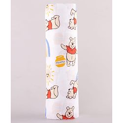 Babyhug Disney 100% Cotton Muslin Multipurpose Swaddle Wrap Winnie The Pooh Print| Breathable Hypoallergenic Fabric| Nursing Cover Stroller Cover Burp Cloth Pack of 3 - Multicolor