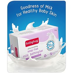 Babyhug pH 5.5 Ultra Nourishing Soap-Free Milky Bathing Bar - 75 g |Free Soap Tray |Does not Dry Skin|Prevents Rashes | Dermatologically & Pediatrician Tested|Extra Mild | Gentle Tear-free Cleansing