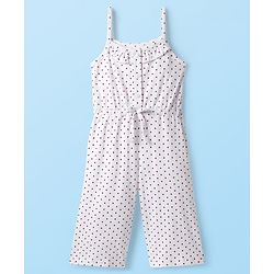 Babyhug Cotton Knit Cap Sleeves Shirt with Jumpsuit Set with Floral Print - Black & White