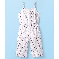 Babyhug Cotton Knit Cap Sleeves Shirt with Jumpsuit Set with Floral Print - Black & White