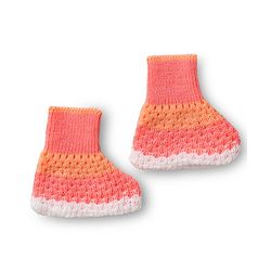 Babyhug Knitted Full Sleeves Striped Front Open Sweater Set with Color Block Design Booties & Cap - Orange