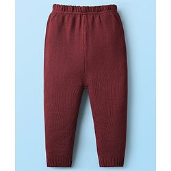Babyhug Knit Full Sleeves Sweater Set With Aztec Design - Maroon