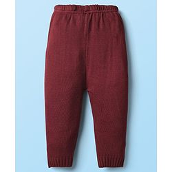 Babyhug Knit Full Sleeves Sweater Set With Aztec Design - Maroon