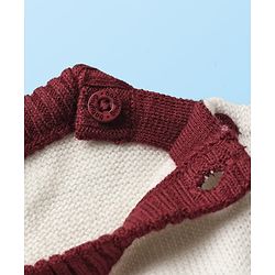 Babyhug Knit Full Sleeves Sweater Set With Aztec Design - Maroon
