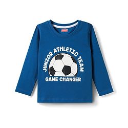Babyhug 100% Cotton Knit Full Sleeves T-Shirt With Game Changer Text Print - Blue