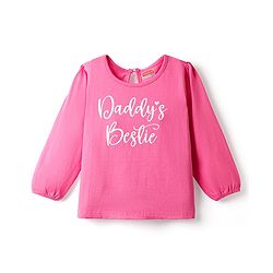 Babyhug 100% Cotton Knit Full Sleeves T-Shirt with Daddys Bestie Text Print - Pink