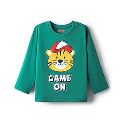 Babyhug 100% Cotton Knit Full Sleeves T-Shirt with Tiger Print - Green