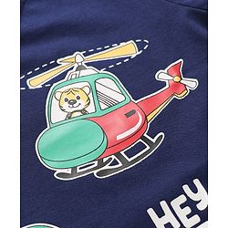 Babyhug 100% Cotton Knit Full Sleeves T-Shirts with Dino Graphics Pack of 3 - Red Navy Blue & Grey