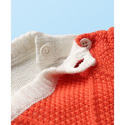 Babyhug Knit Full Sleeves Sweater Set With Stripes - Orange