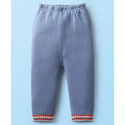 Babyhug Knit Full Sleeves Sweater Set With Stripes - Orange