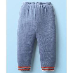 Babyhug Knit Full Sleeves Sweater Set With Stripes - Orange