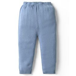 Babyhug Knit Full Sleeves Front Open Sweater Set with Color Block Design - Light Blue