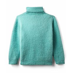 Babyhug Knit Full Sleeves Extra Soft Hairy Eyelash Yarn Turtle Neck Pullover Sweater with Star Patch Detailing - Pink