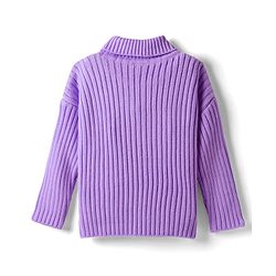 Babyhug Knitted Full Drop Shoulder Sleeves Skivi Sweater With Star Patch - Purple