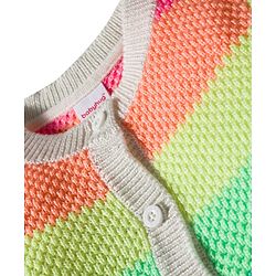Babyhug Knit Full Sleeves Front Open Sweater with Color Block Design - Multicolor