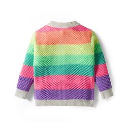 Babyhug Knit Full Sleeves Front Open Sweater with Color Block Design - Multicolor