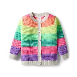 Babyhug Knit Full Sleeves Front Open Sweater with Color Block Design - Multicolor
