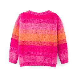 Babyhug Knit Full Sleeves  Front Open Sweater with Stripes - Pink & Orange