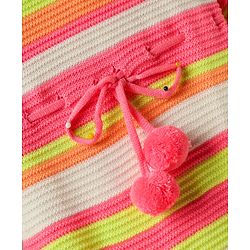 Babyhug Sweater Knit Full Sleeves Striped Woollen Dress - Pink