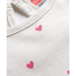 Babyhug 100% Cotton Knit Full Sleeves T-Shirt with Heart Print - White