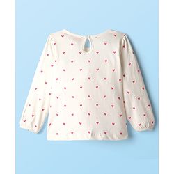 Babyhug 100% Cotton Knit Full Sleeves T-Shirt with Heart Print - White