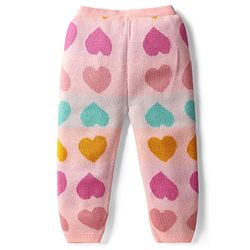 Babyhug Knit Full Sleeves Sweater Set with Heart Design - Pink