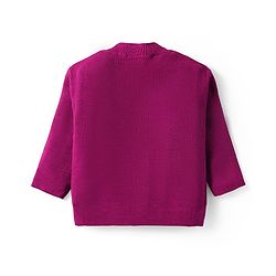 Babyhug Sweater Knit Full Sleeves Winter Wear Top & Palazzo Set With Heart Embroidery - Fuchsia
