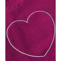 Babyhug Sweater Knit Full Sleeves Winter Wear Top & Palazzo Set With Heart Embroidery - Fuchsia