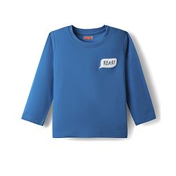 Babyhug 100% Cotton Knit Full Sleeves T-Shirt with Roar Text Print - Royal Blue