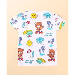 Babyhug 100% Cotton Baby Gift Set With Beach Theme Print - White & Red