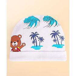Babyhug 100% Cotton Baby Gift Set With Beach Theme Print - White & Red